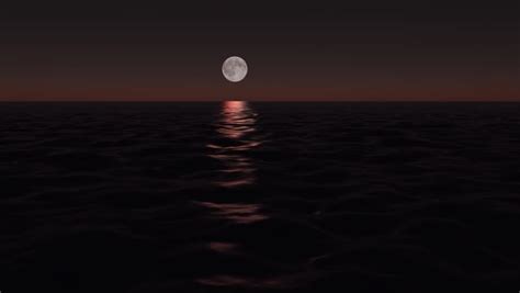 Photo Real Rendering Of A Night Ocean Scene With Moving Ocean Surface