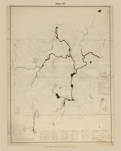 Holden Restored Massachusetts 1831 Old Town Map Reprint Roads Place