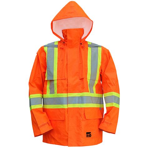 Open Road High Visibility 150d Medium Bright Orange Safety Rain Jacket