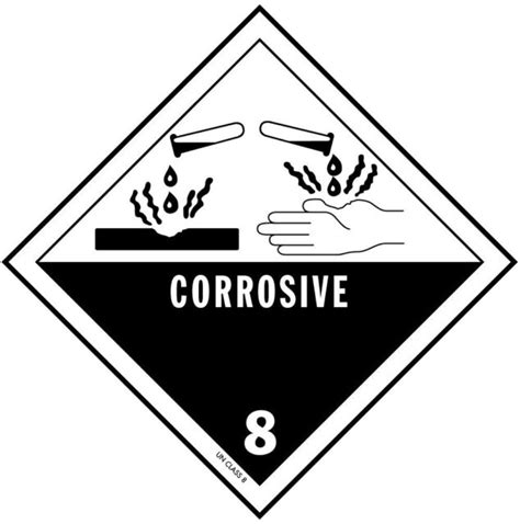 CORROSIVE MATERIAL Hazard Class 8 DOT Shipping Labels 4 X 4 Roll Of 500