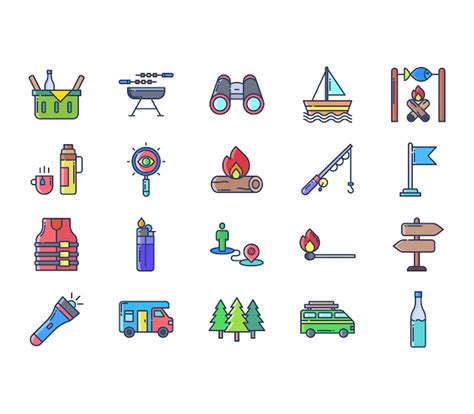 Premium Vector Camping And Hiking Icon Set