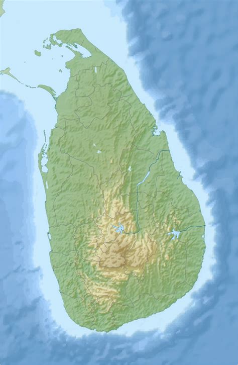 Sri Lanka Physical Map Riset