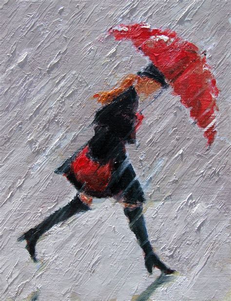 Walk On Red Umbrella Rain Painting Umbrella Painting Rain Painting