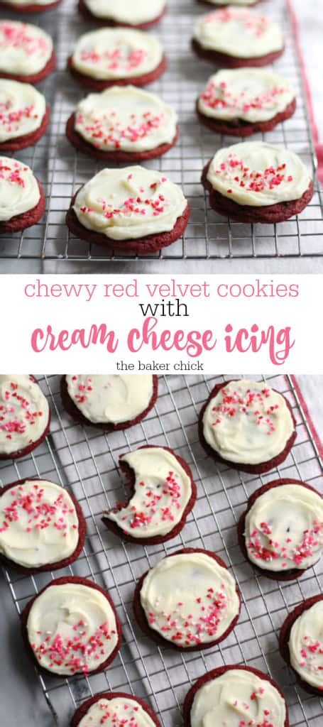 Chewy Red Velvet Cookies With Cream Cheese Icing