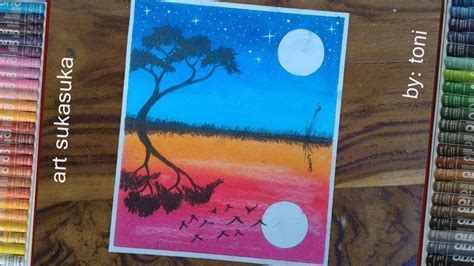 Cara menggambar dan mewarnai tema pemandangan alam pantai dengan gradasi warna crayon oil pastel. Mewarnai Gambar Suasana Malam Hari