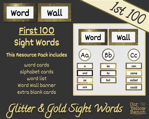 Glitter And Gold First 100 Sight Words Flashcards And Etsy