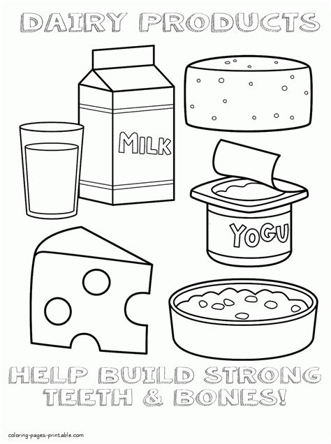 These printable colouring sheets are absolutely free, and you can download them for your preschoolers. Healthy food colouring pages. Dairy products || COLORING ...