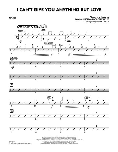 I Cant Give You Anything But Love Key B Flat Drums Sheet Music Mark Taylor Jazz Ensemble