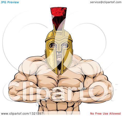 Clipart Of A Muscular Spartan Warrior Man Gesturing Bring It With His