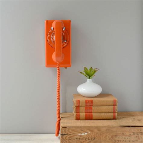 Rotary Wall Phone In Orange Working Rotary Dial Wall Etsy Wall