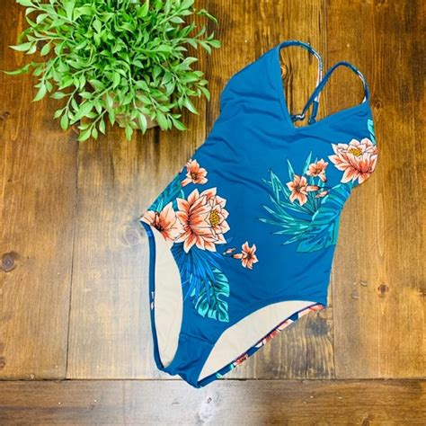 Kona Sol Swim Kona Sol One Piece Blue Floral Swimsuit Size M Poshmark