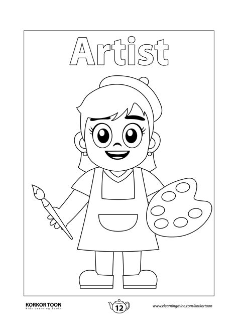 Professions Coloring Book For Kids Artist Page 12 Kids Coloring
