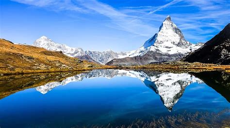 Mountain Lake Landscape Panorama Matterhorn Zermatt Switzerland