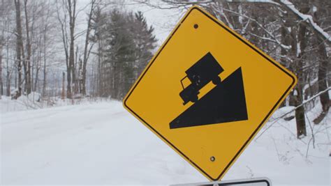 These signs are most commonly yellow to alert drivers that there are conditions ahead which require a driver to be extra cautious to avoid a potential accident. Steep Hill Sign. Winter. Yellow, Diamond Shaped Sign Warns ...