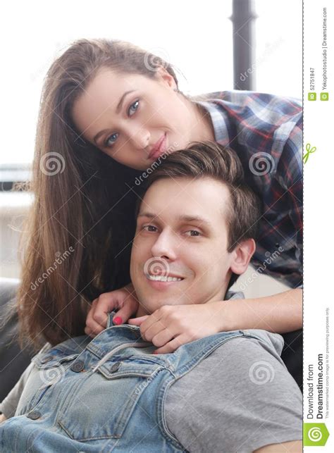 beautiful couple stock image image of close couch girlfriend 52751847