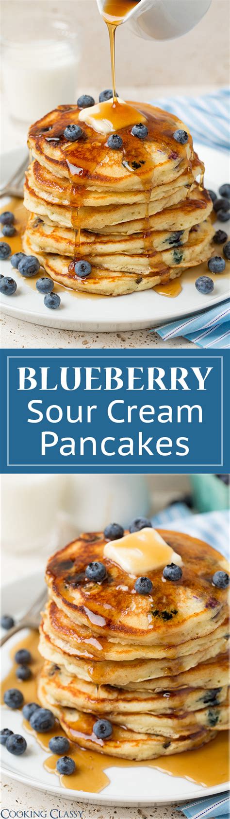 Blueberry Sour Cream Pancakes Cooking Classy Sour Cream Pancakes