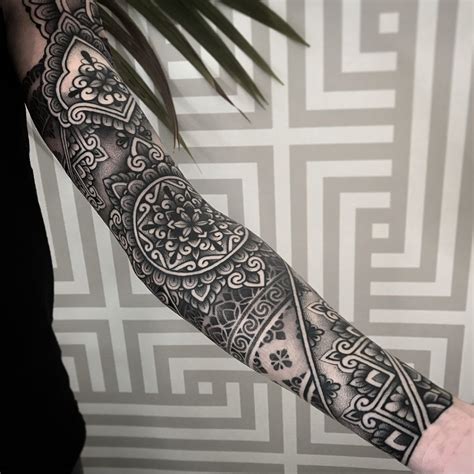 ornamental tattoo artist jack peppiette artwoonz geometric sleeve tattoo tattoo designs men