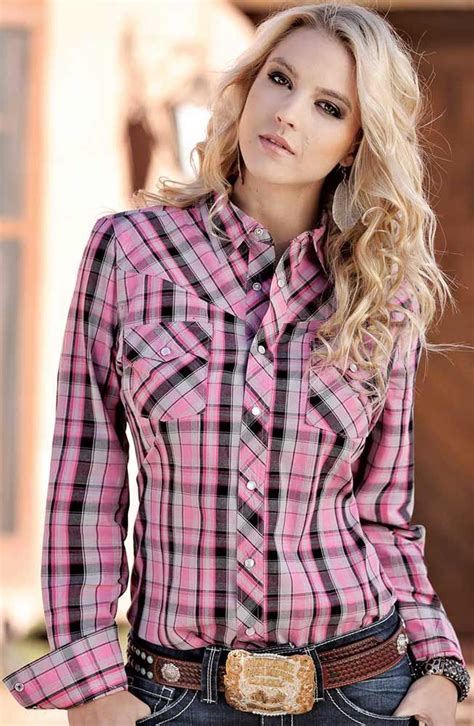 Cruel Girl Womens Long Sleeve Plaid Snap Western Shirt Pink 4497 Kleding Stijl Blond
