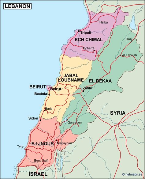 Lebanon Political Map Eps Illustrator Map Vector World Maps