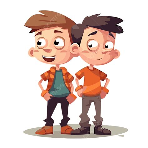 Brothers Clipart Two Cartoon Boys Standing With A Smile Vector