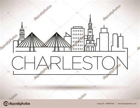 Charleston Linear City Skyline Stock Vector Image By ©kursatunsal
