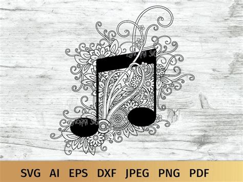 Music Note SVG Music SVG Zentangle SVG Commercial Use Etsy
