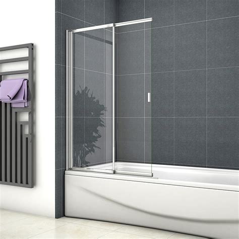 Glass Over Bath Pivot Sliding Shower Screen Straight Framed Door Panel