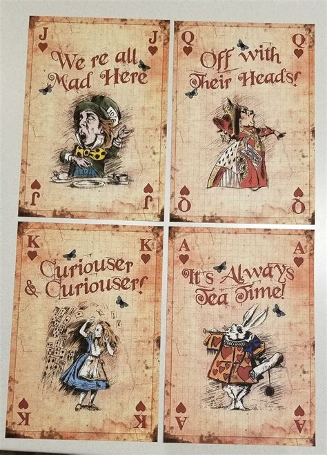 Alice In Wonderland Playing Cards Limited Edition Blotter Art Etsy