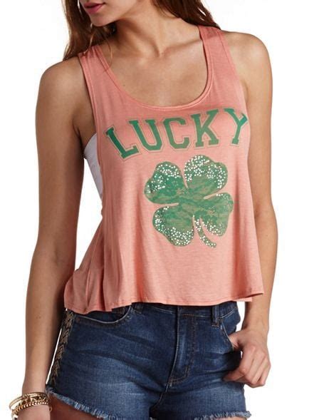 Charlotte Russe Lucky Shamrock Cropped Swing Tank Top 18 St Patricks Day Ts For Women