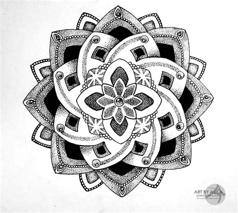 Mandala Dotwork Tattoo Sketch Drawing By Alisa Gornostaeva