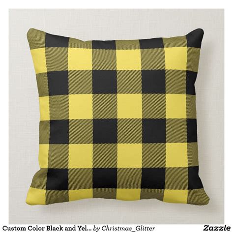 Custom Color Black And Yellow Buffalo Check Plaid Throw Pillow Zazzle