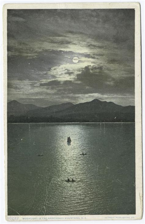 Moonlight On Mirror Lake In Adirondacks N Y Lake