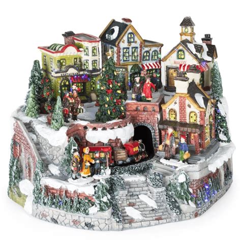 Christmas Village Table Top Set With Rotating Train On Sale And Coupon