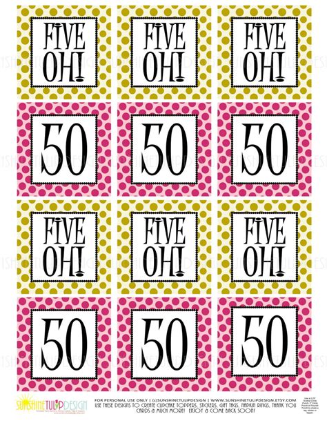 50th Birthday Printables Free