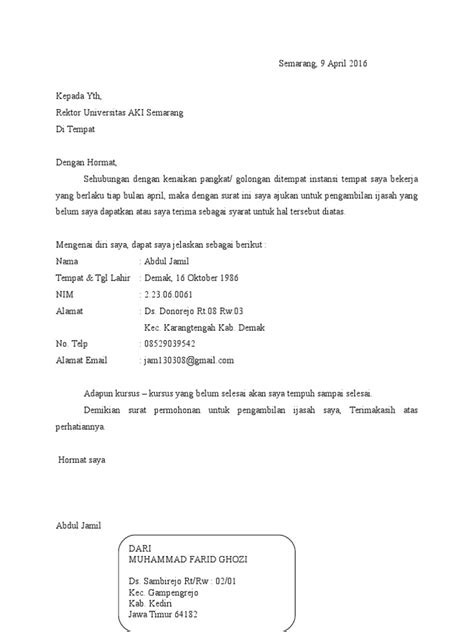 Contoh Surat Permohonan Pengganti Blangko Ijazah Paket Imagesee