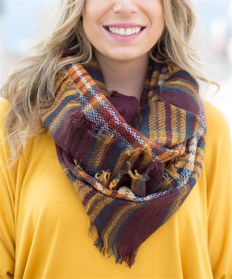 Look At This Olivia And Jane Wine And Mustard Plaid Infinity Scarf On