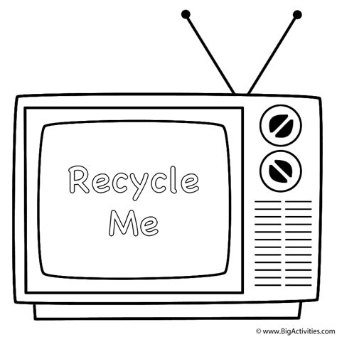 Old Television With Words Coloring Page Earth Day