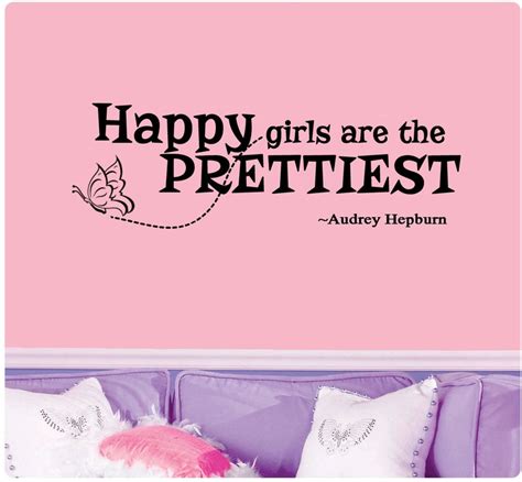 Audrey Hepburn Quote Happy Girls Are The Prettiest Wall Decal Etsy