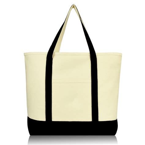 Dalix 22 Extra Large Cotton Canvas Zippered Shopping Tote Grocery Bag