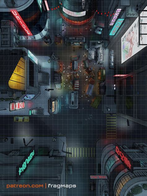 Market Street Cyberpunk City Frag Maps Cyberpunk City Tabletop