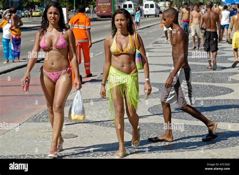Woman In A Bikini At The Copacabana Beach In Rio De Janeiro Brazil My