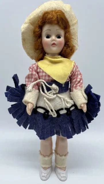 Vintage 1950s Hard Plastic Cowgirl Doll 7 In Western Cowgirl Doll All