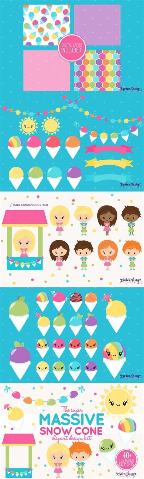 Snowcone Party Clipart Pack Party Clipart Clip Art Snow Cones