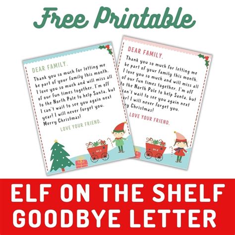 Elf On The Shelf Goodbye Letter Free Printable Make Life Lovely