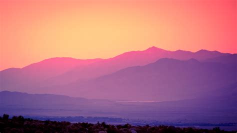 Pink Sky 4k Wallpaper Sunset Gradient Mountains
