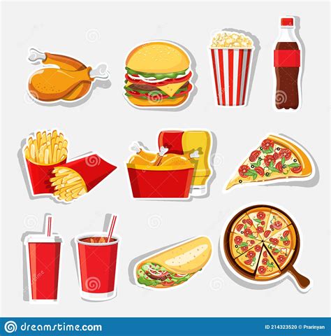 Fast Food Set Isolated Vector Fast Food Icons Stock Vector
