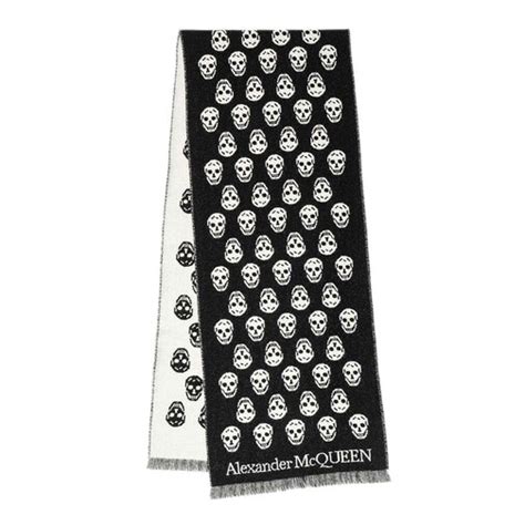 Alexander Mcqueen Skull Scarf Black Ivory Wollschal Fashionette