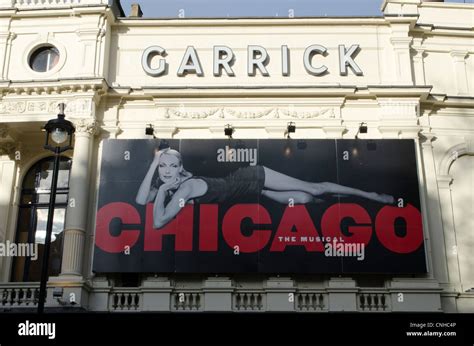 Garrick Theatre Showing Billboard For Chicago The Musical London Uk