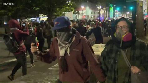 police declare unlawful assembly on eighth night of protests in portland youtube