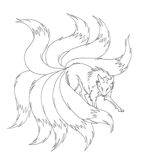 A Nine Tailed Fox Coloring For Kids Fox Coloring Fox Tattoo Design